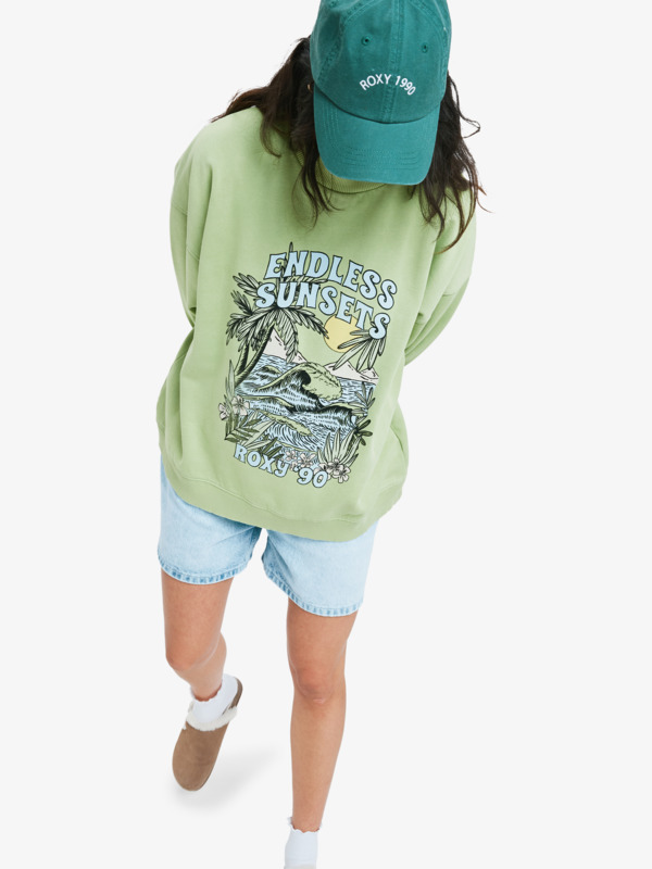 2 Lineup Oversized - Oversized Sweatshirt With Vintage Wash Effect for Women Green ERJFT05005 Roxy
