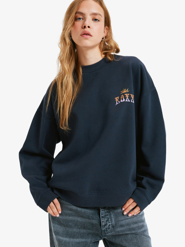 0 Lineup Oversized - Oversized Sweatshirt With Vintage Wash Effect for Women Black ERJFT05005 Roxy