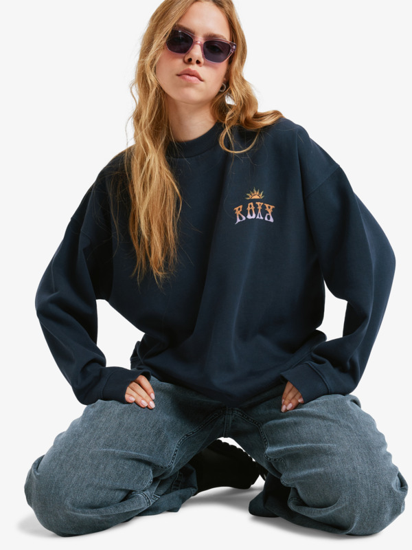 3 Lineup Oversized - Oversized Sweatshirt With Vintage Wash Effect for Women Black ERJFT05005 Roxy