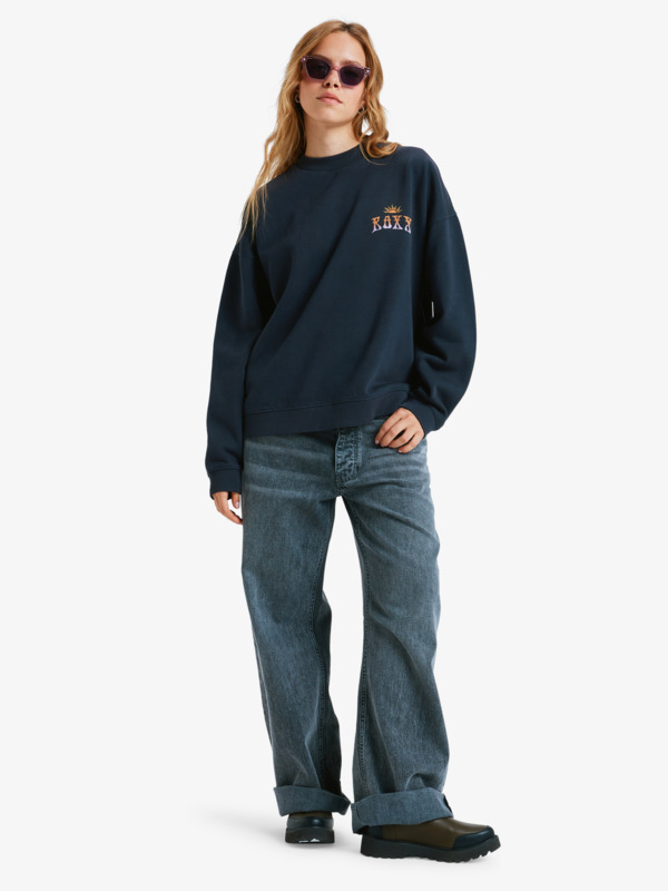 4 Lineup Oversized - Oversized Sweatshirt With Vintage Wash Effect for Women Black ERJFT05005 Roxy