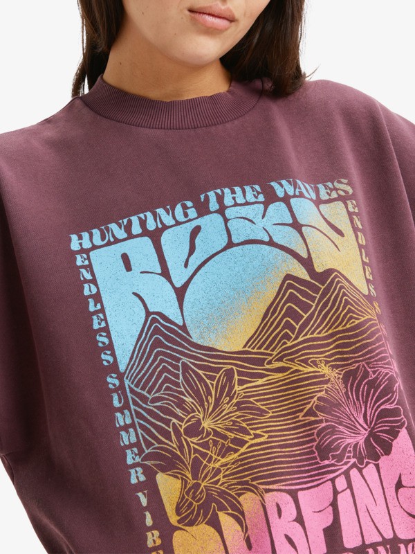 2 Lineup Oversized - Oversized Sweatshirt With Vintage Wash Effect for Women Red ERJFT05005 Roxy