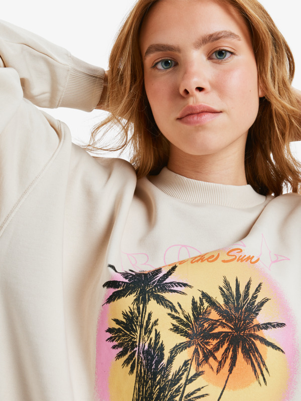 2 Lineup Oversized - Oversized Sweatshirt With Vintage Wash Effect for Women Beige ERJFT05005 Roxy