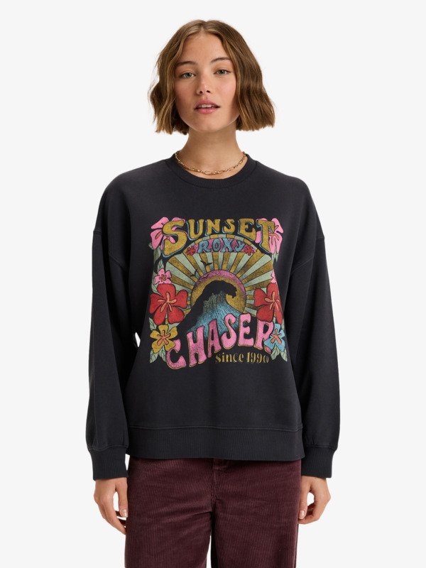 0 Lineup - Sweatshirt With Vintage Wash Effect for Women Black ERJFT05006 Roxy
