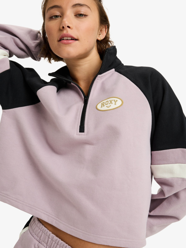 4 Essential Energy Boxy Half Zip - Sport Fleece for Women Purple ERJFT05011 Roxy