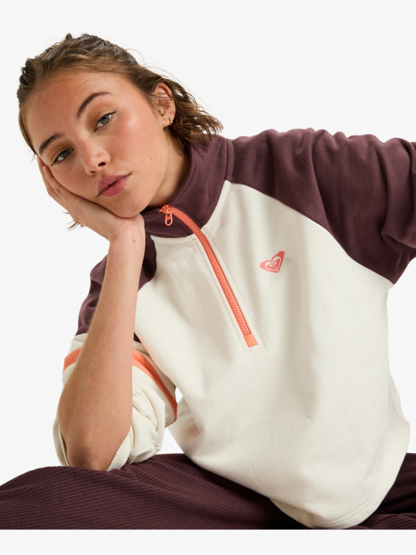 6 Essential Energy Boxy Half Zip - Felpa sportiva da Donna White ERJFT05011 Roxy