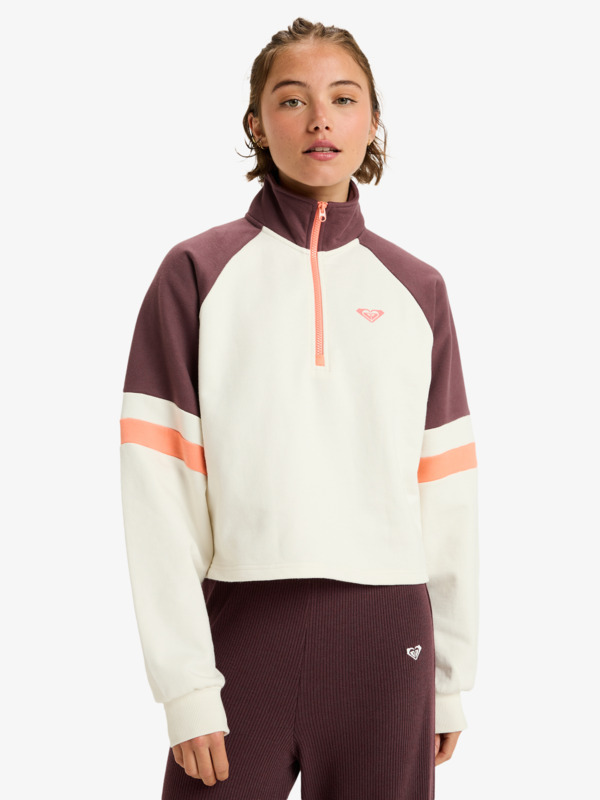 1 Essential Energy Boxy Half Zip - Felpa sportiva da Donna White ERJFT05011 Roxy