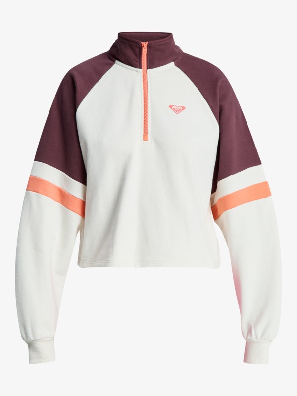 0 Essential Energy Boxy Half Zip - Felpa sportiva da Donna White ERJFT05011 Roxy