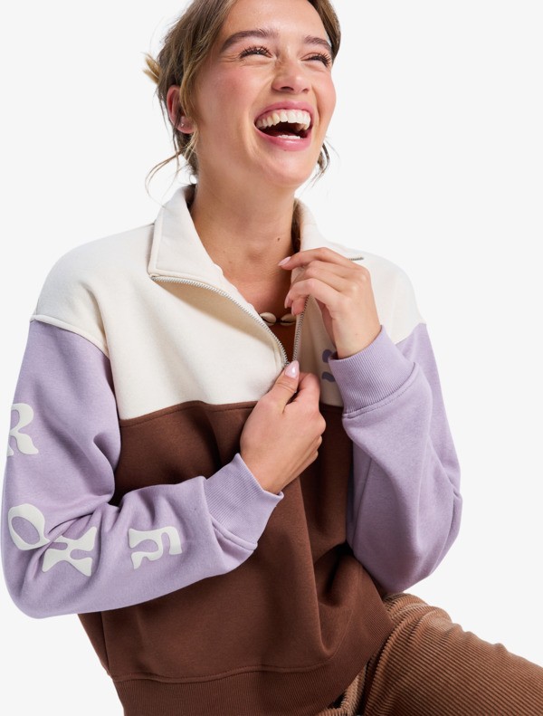 5 View Point Block - Polaire colorée à col zippé pour Femme Marron ERJFT05014 Roxy