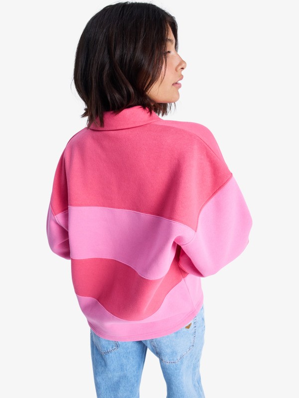 6 Cross Your Mind - Sweatshirt à col chemise pour Femme Rose ERJFT05015 Roxy