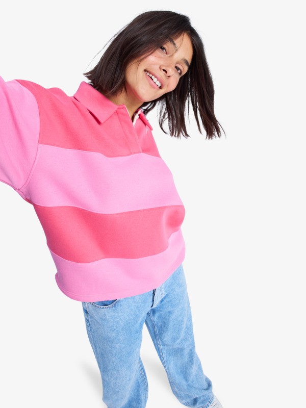 7 Cross Your Mind - Sweatshirt à col chemise pour Femme Rose ERJFT05015 Roxy