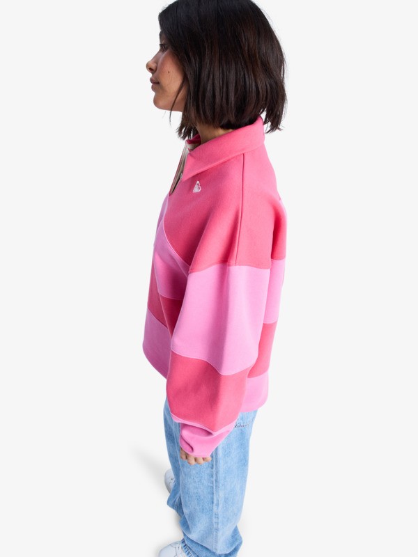 3 Cross Your Mind - Sweatshirt à col chemise pour Femme Rose ERJFT05015 Roxy