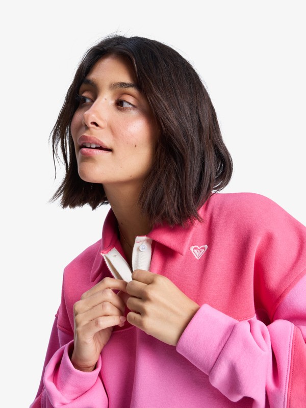 4 Cross Your Mind - Sweatshirt à col chemise pour Femme Rose ERJFT05015 Roxy