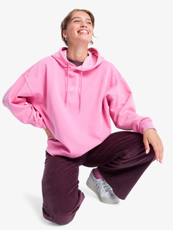 5 Lineup Oversized - Oversized Hoodie With Vintage Wash Effect for Women Pink ERJFT05016 Roxy