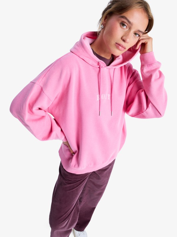 2 Lineup Oversized - Oversized Hoodie With Vintage Wash Effect for Women Pink ERJFT05016 Roxy