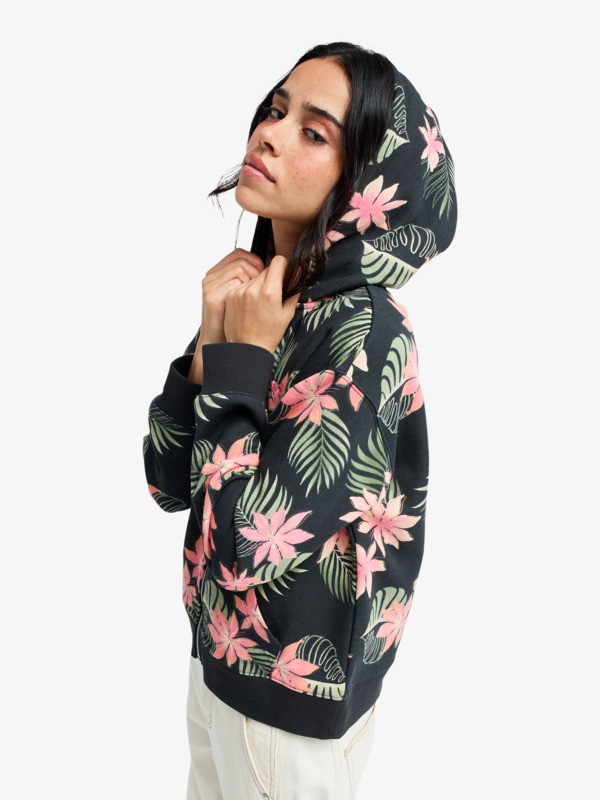 1 Vl Feels Right - Sweat à capuche zippé imprimé pour Femme Vert ERJFT05029 Roxy