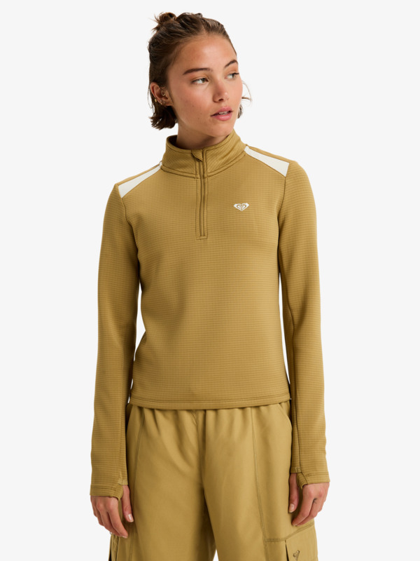 2 Waves Of Warmth Tech Top - Camiseta técnica de manga larga para mujer Beige ERJFT05033 Roxy
