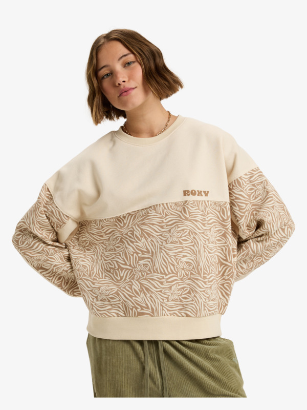 0 Gone Wild Block - Felpa a blocchi di colore con blocco stampato da Donna Beige ERJFT05040 Roxy