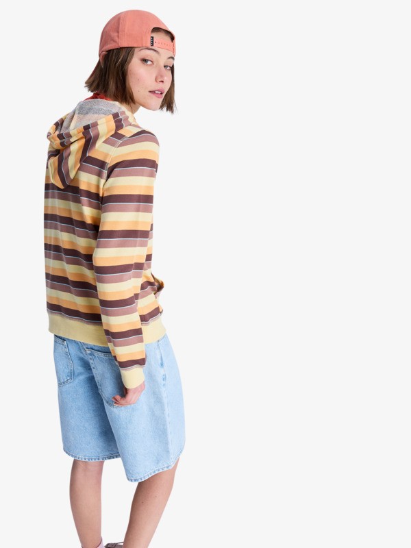 4 Perfect Stripe - Sweat à capuche zippé rayé pour Femme Marron ERJFT05041 Roxy