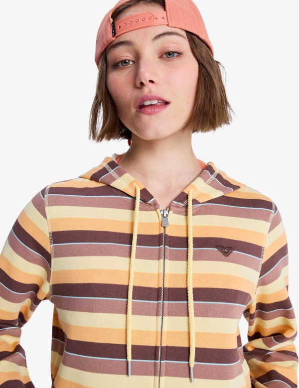2 Perfect Stripe - Sweat à capuche zippé rayé pour Femme Marron ERJFT05041 Roxy