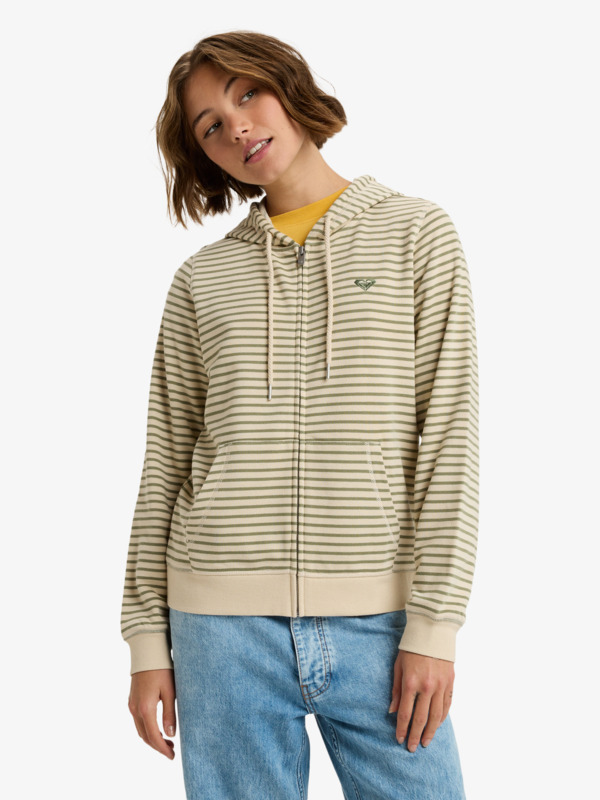 0 Perfect Stripe - Sudadera con capucha y cremallera para mujer Verde ERJFT05041 Roxy