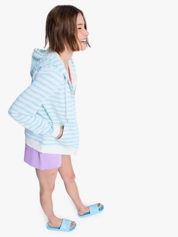 1 Perfect Stripe - Sweat à capuche zippé rayé pour Femme Bleu ERJFT05041 Roxy