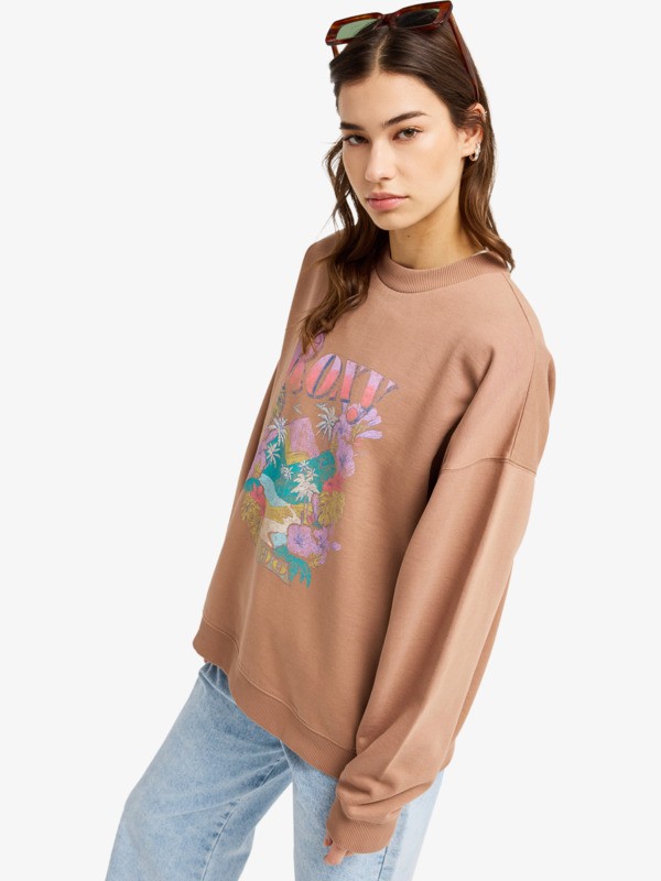1 Lineup Oversized - Oversized Sweatshirt for Women Brown ERJFT05069 Roxy