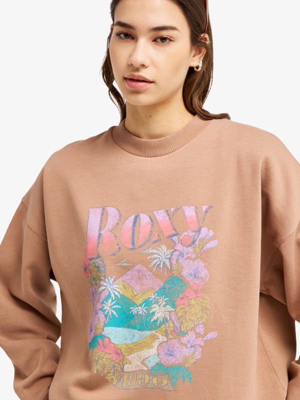 2 Lineup Oversized - Oversized Sweatshirt for Women Brown ERJFT05069 Roxy