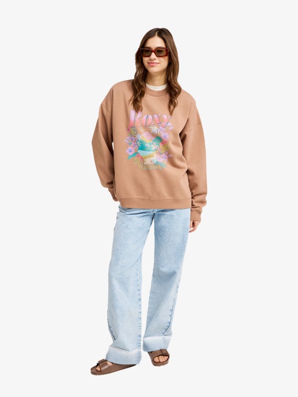3 Lineup Oversized - Oversized Sweatshirt for Women Brown ERJFT05069 Roxy