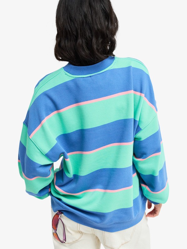 5 Strictly Stripes Oversized - Sweat oversize pour Femme Vert ERJFT05071 Roxy