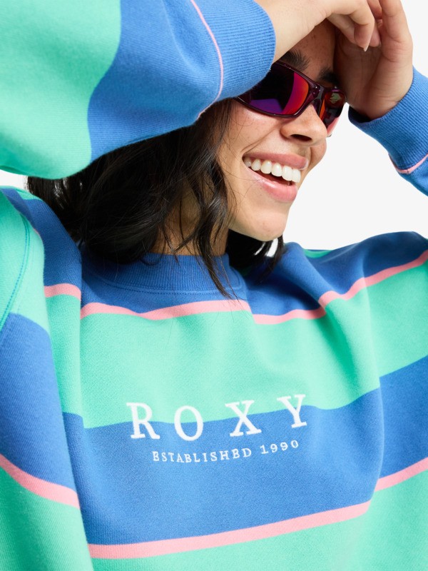 2 Strictly Stripes Oversized - Sweat oversize pour Femme Vert ERJFT05071 Roxy