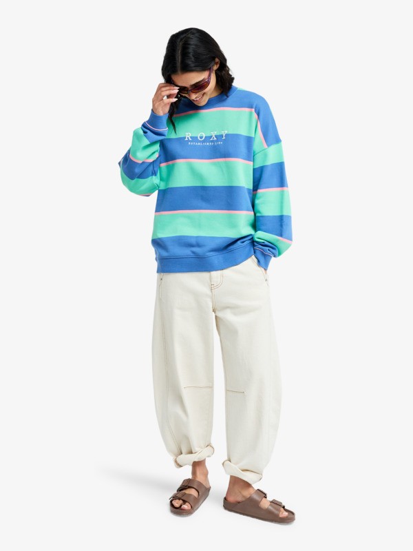 4 Strictly Stripes Oversized - Sweat oversize pour Femme Vert ERJFT05071 Roxy