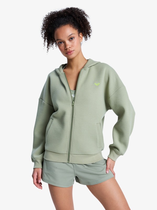 0 Rise & Vibe - Felpa con cappuccio e zip da Donna Green ERJFT05075 Roxy