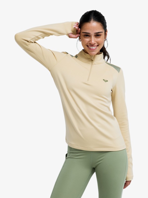 0 Boundless Spirit Tech - Haut à manches longues respirant pour Femme Beige ERJFT05079 Roxy