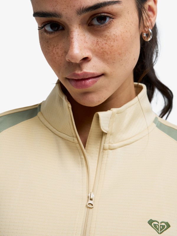 2 Boundless Spirit Tech - Haut à manches longues respirant pour Femme Beige ERJFT05079 Roxy