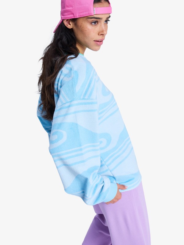 1 Make It Sunny - Oversized terry sweatshirt for Women Blue ERJFT05082 Roxy