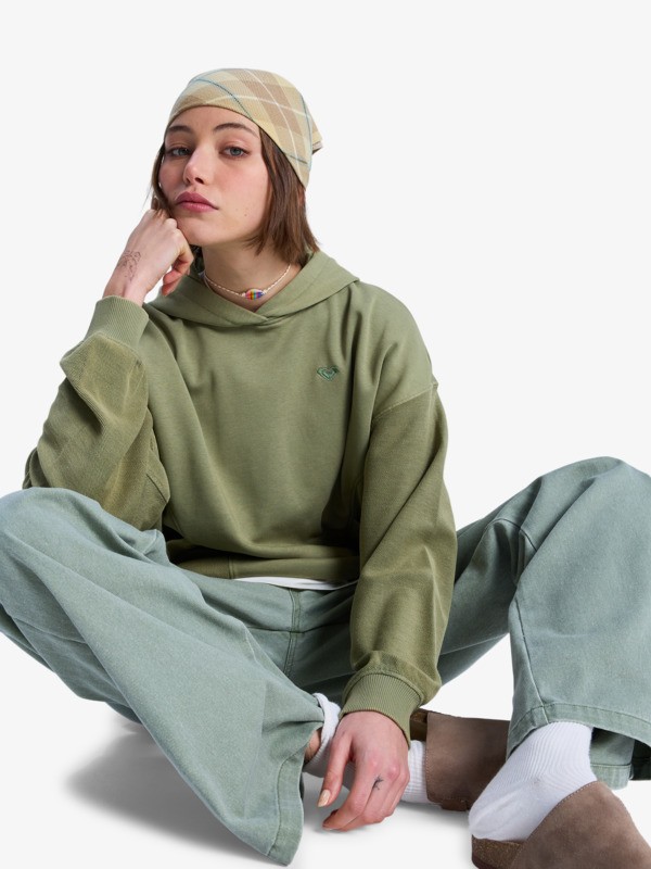 4 Power Of Nature - Oversized Hoody met Rits voor Dames Green ERJFT05084 Roxy