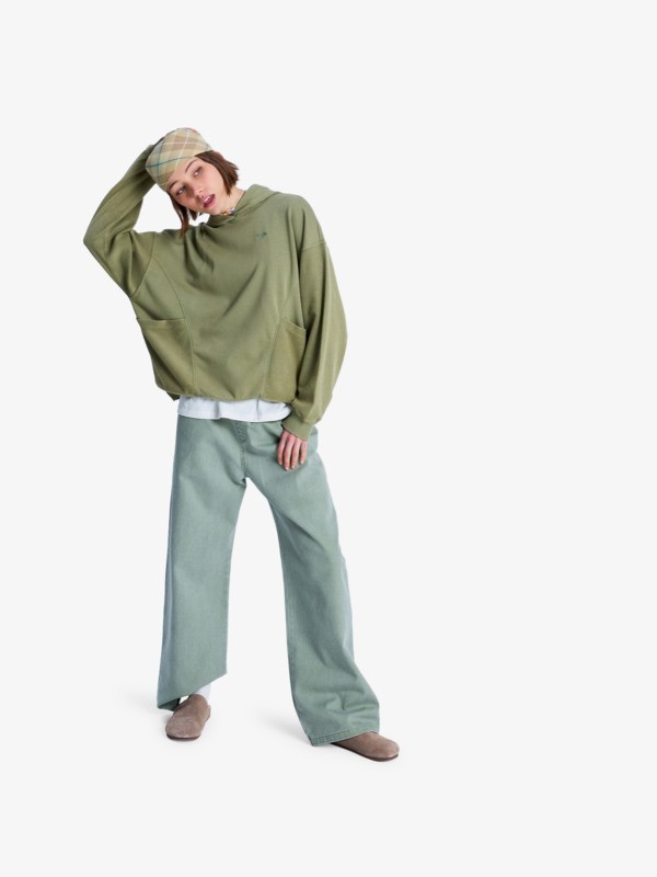 2 Power Of Nature - Oversized Hoody met Rits voor Dames Green ERJFT05084 Roxy