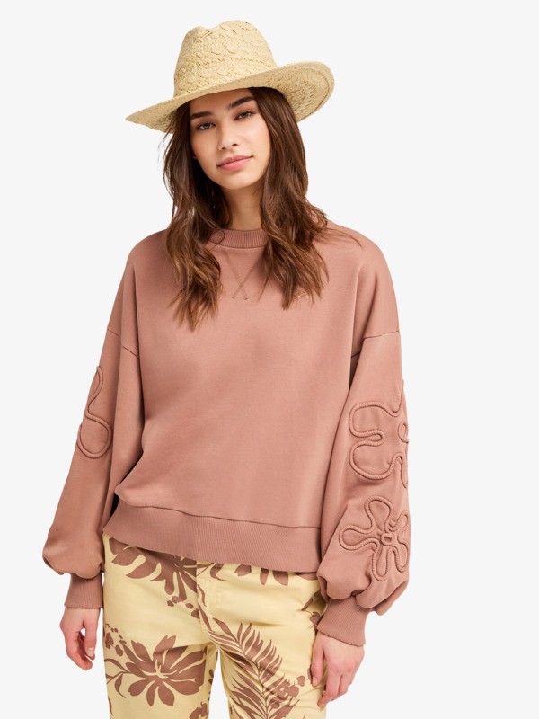 0 Flower Song - Oversized Sweatshirt for Women Brown ERJFT05085 Roxy