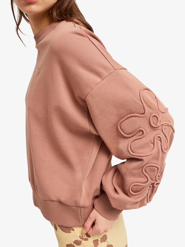 3 Flower Song - Oversized Sweatshirt for Women Brown ERJFT05085 Roxy