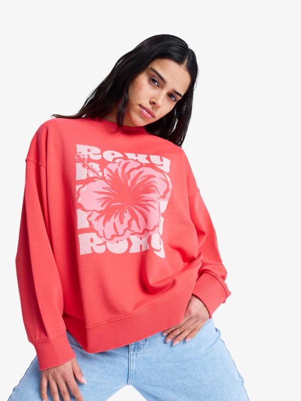 0 Lineup Terry - Sweatshirt para Mulher Vermelho ERJFT05087 Roxy