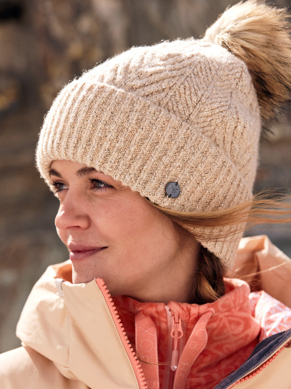 1 Peak Chic - Gorro con Dobladillo para Mujer Beige ERJHA04282 Roxy