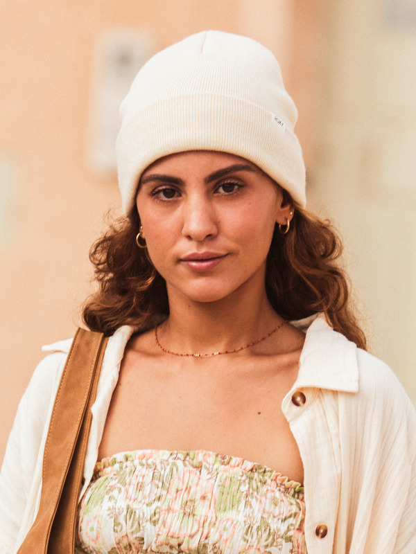 0 Tropical Snow - Bonnet à revers pour Femme Beige ERJHA04309 Roxy