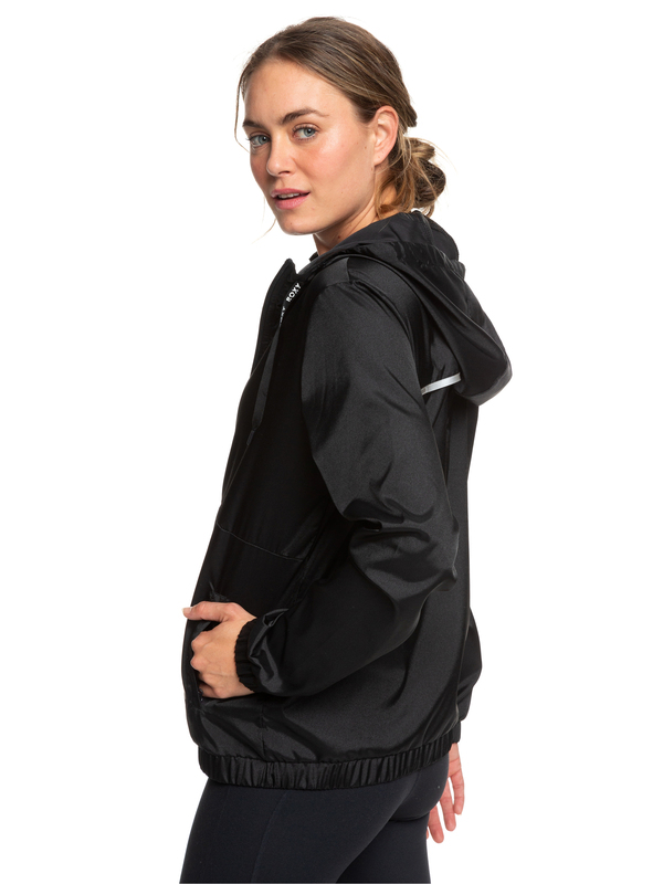 1 On Hold - Water-Resistant Hooded Windbreaker for Women Preto ERJJK03326 Roxy