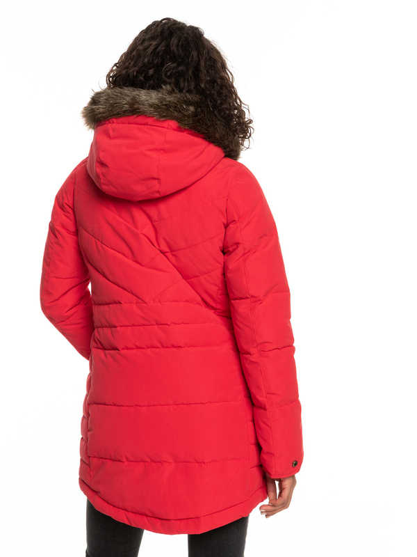 7 Ellie - Longline Hooded Jacket for Women Red ERJJK03496 Roxy