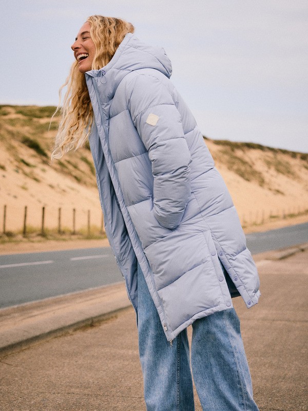 0 Test Of Time - Veste longue à capuche pour Femme Bleu ERJJK03513 Roxy
