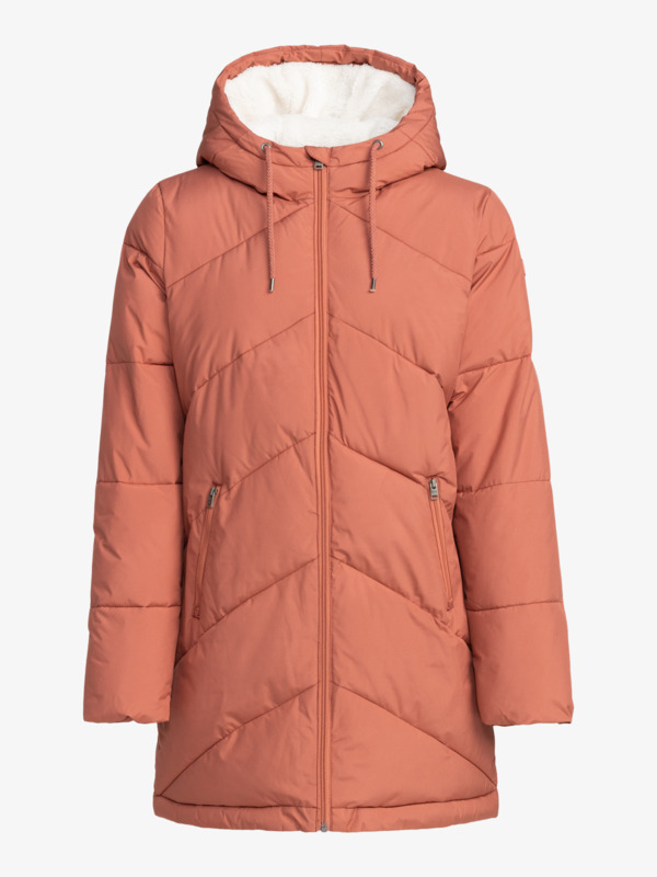 6 Better Weather - Doudoune à capuche longue pour Femme Rose ERJJK03567 Roxy