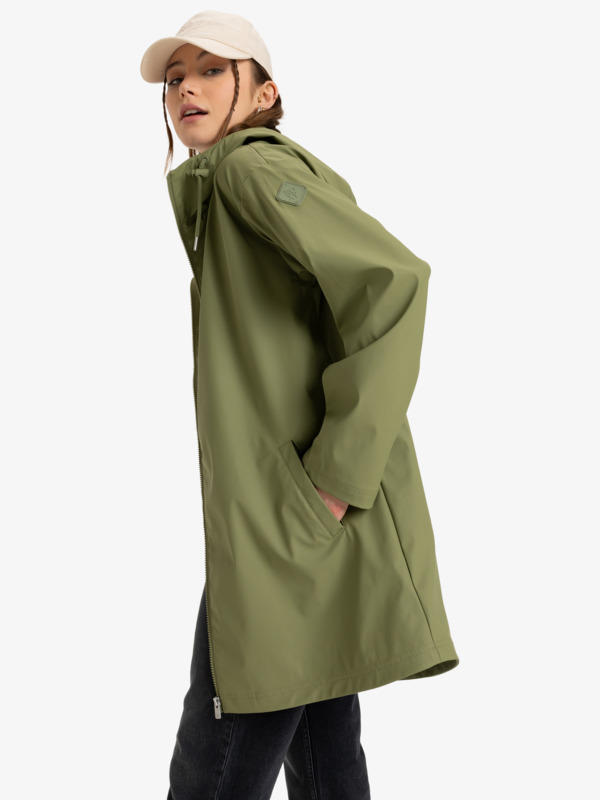 1 Raining Again - Veste à capuche pour Femme Vert ERJJK03589 Roxy