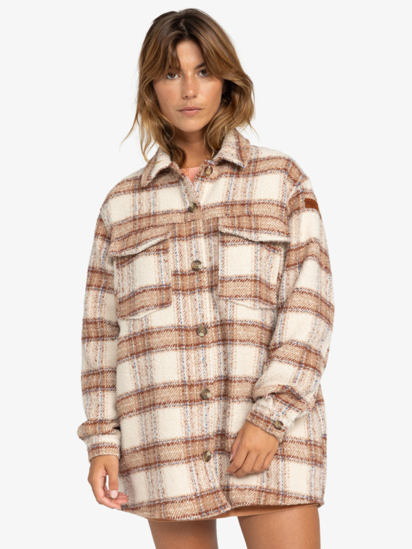 3 Check The Swell IIII - Casaco estilo camisa para Mulher Beige ERJJK03615 Roxy