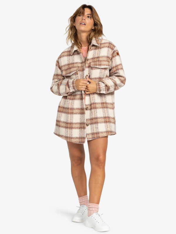 4 Check The Swell IIII - Casaco estilo camisa para Mulher Beige ERJJK03615 Roxy