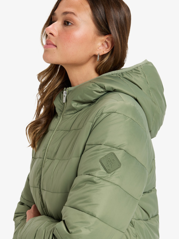 6 Wind Bliss - Chaqueta Acolchada con Capucha para Mujer Verde ERJJK03618 Roxy